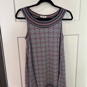 Max Studio Navy and Red Patterned Mini Dress